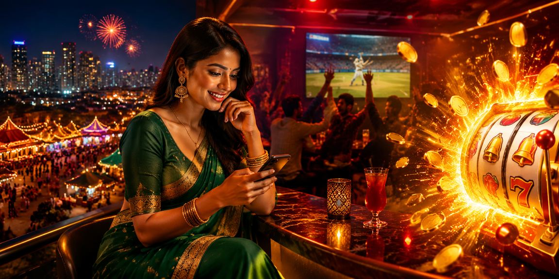 Indian woman logging in to online cricket betting platform